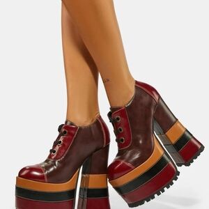 Stylish Burgundy Platform Heels